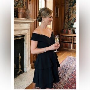 Arnold Scaasi Little-Black-Dress - Off-Shoulder 1980’s Vintage Black Size 2